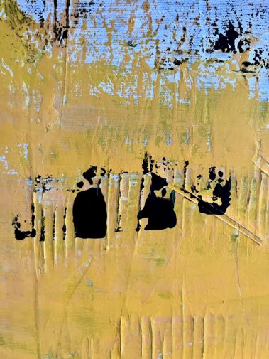 abstract painting, textured painting, Flavia Birsan, blue painting, yellow painting, magenta painting