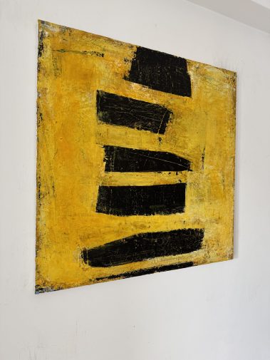 abstract painting, abstract art, Flavia Birsan, yellow painting, black painting, textured art, textured painting