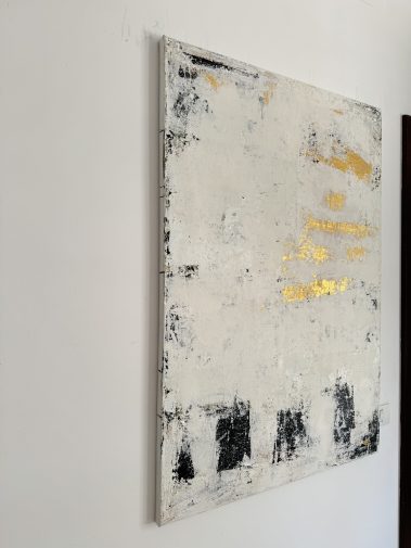 white abstract, textured art, textured painting, white painting, gold painting, gold abstract, neutral abstract, neutral palette, neutral interior