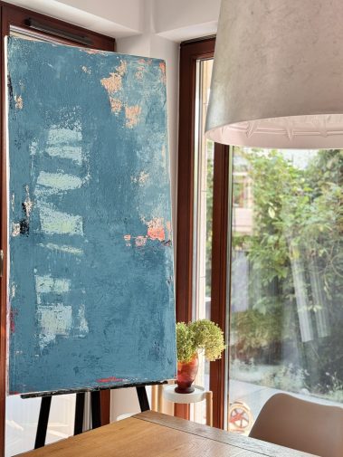 abstract painting, abstract artwork, blue painting, blue artwork, textured art, Flavia Birsan, original painting, palette knife