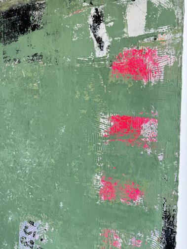 abstract painting, abstract artwork, green painting, green artwork, pink painting, pink artwork, textured art, Flavia Birsan, original painting, palette knife